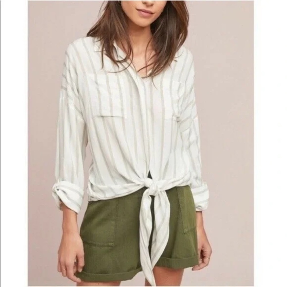 COPY - Anthropologie Maeve Striped Button Down & Tie Front